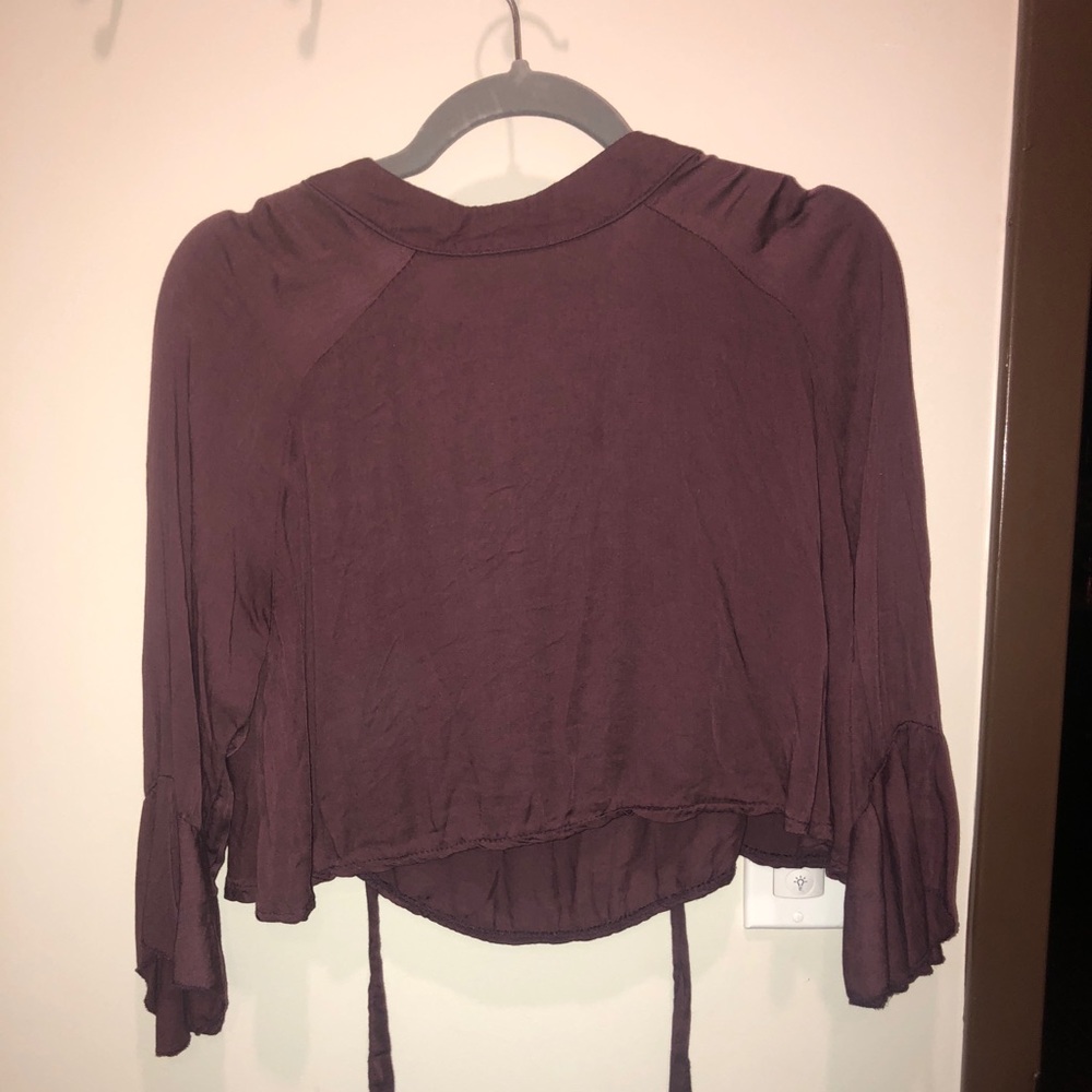 purple american eagle tie back shirt